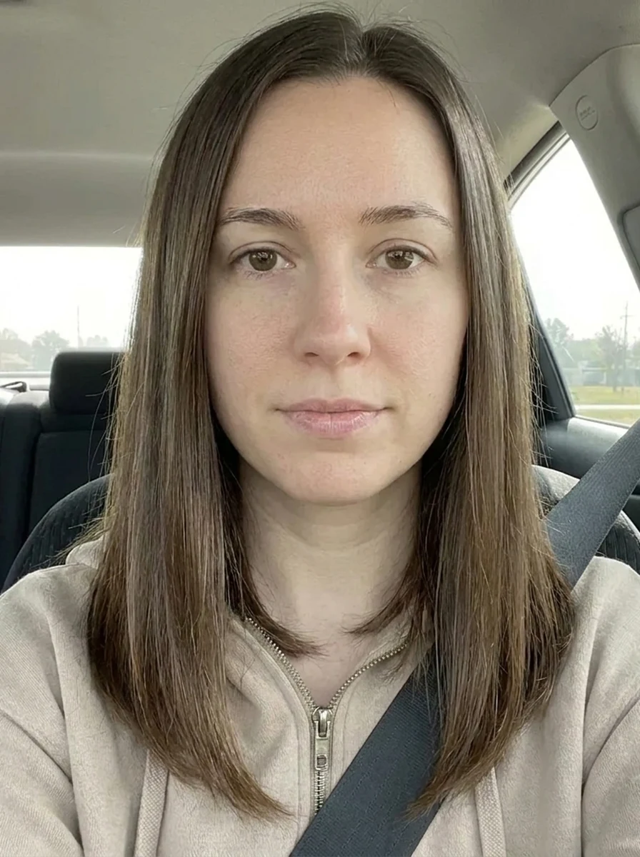Sleek straight glossy hair after